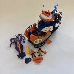 Fisher Price Imaginext Deep Sea Mission Command‎ Ship Boat Diver 2 Figures CLEAN